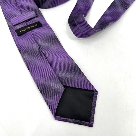 AXIST Men's Purple 3" Stripe Retro 100% Silk Tie - Picture 3 of 9